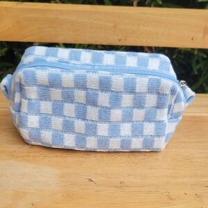 Blue and White Checkered Pouch
